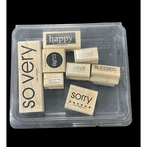 Stampin' Up! Wood Mounted Stamps Lot of 8‎ Sentiment Words 2007